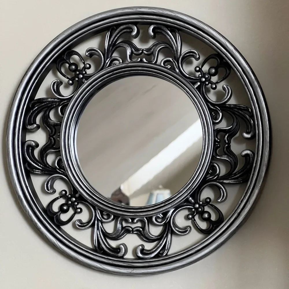 Set of 2 Vintage Silver Ornate Wall Mirrors 10
